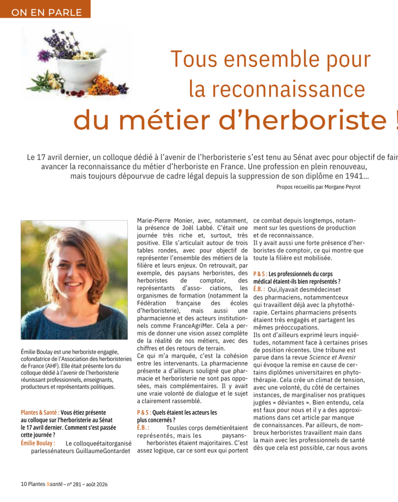 Article sur la reconnaissance du métier d'herboriste